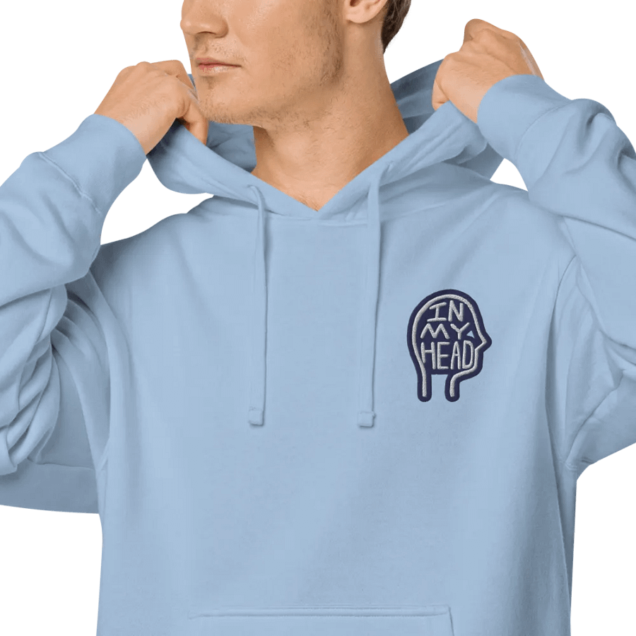 In My Head (L.C. navy bubble design 2) embroidered pigment hoodie product image (7)