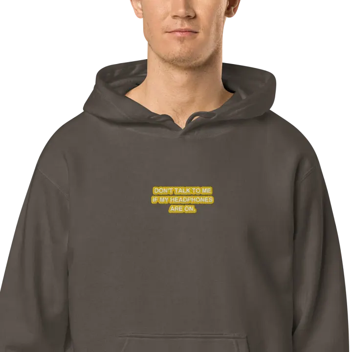 HEADPHONES ON (gold bubble design 2) embroidered pigment hoodie product image (2)