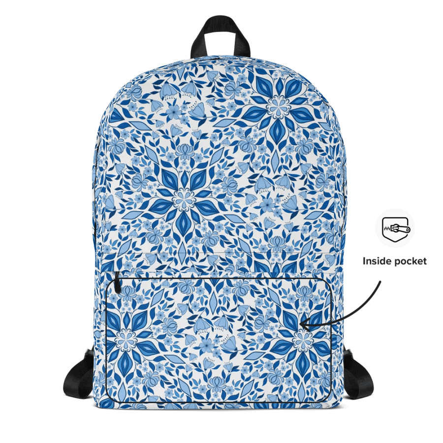 Blue Flower Kaleidoscope Backpack product image (8)