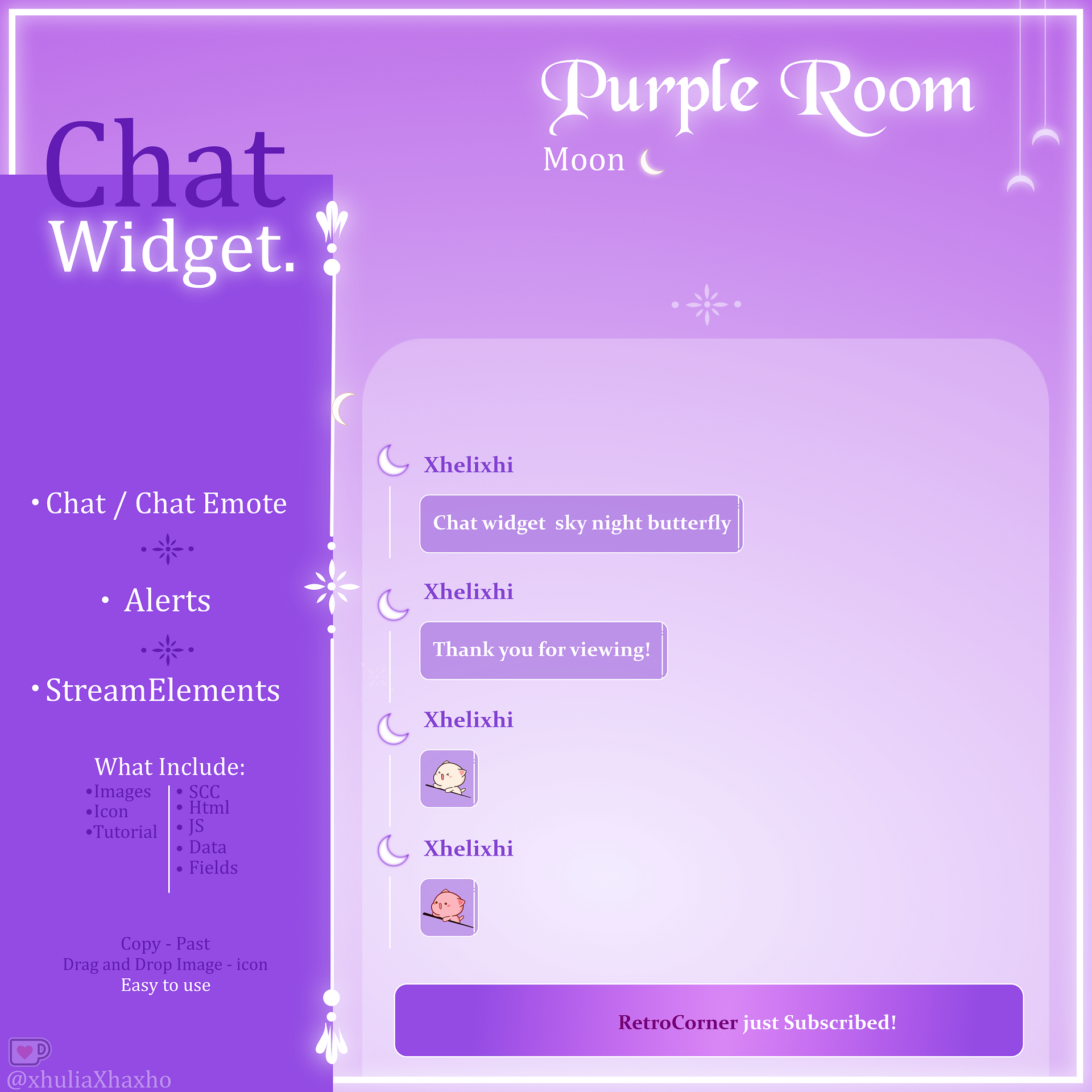 Glowing Room Stream Overlay Animated Pack, Stream Overlay Animated Cute Purple Room Overlay , Cute Room Kitty Overlay, Starting Soon, Brb product image (5)