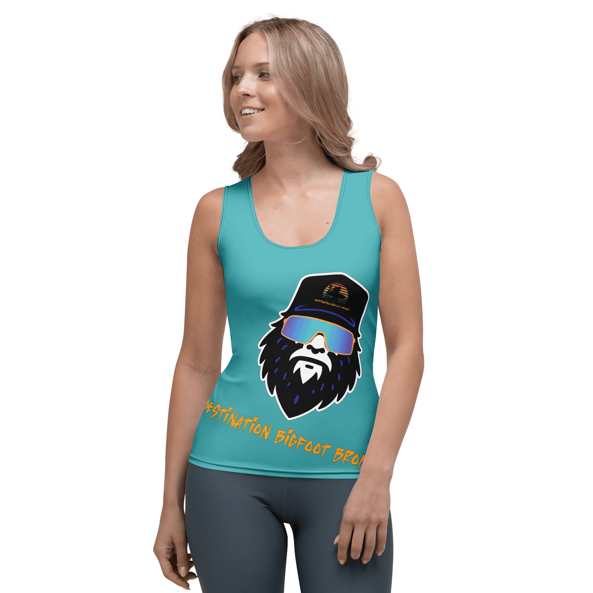 Destination Bigfoot Bronco Slanted Bigfoot Women's Tank (Dark Turqouise) product image (1)