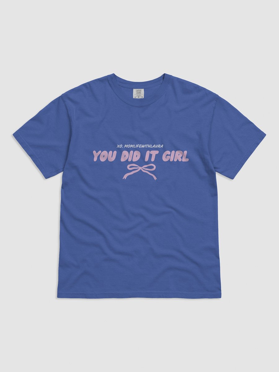 You Did it Girl Bow Comfort Colors Tee - Pink/Cobalt product image (1)