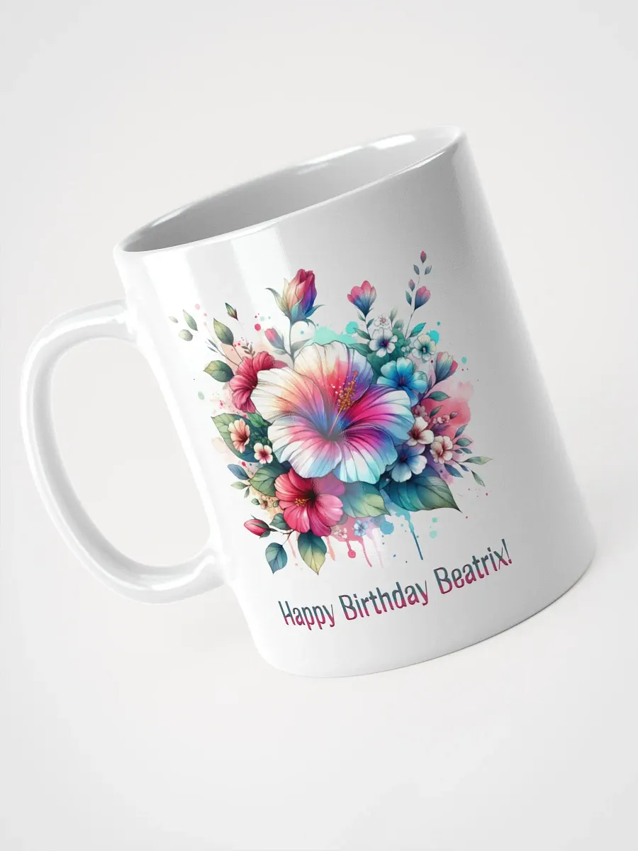 Happy Birthday Beatrix White Glossy Mug product image (3)