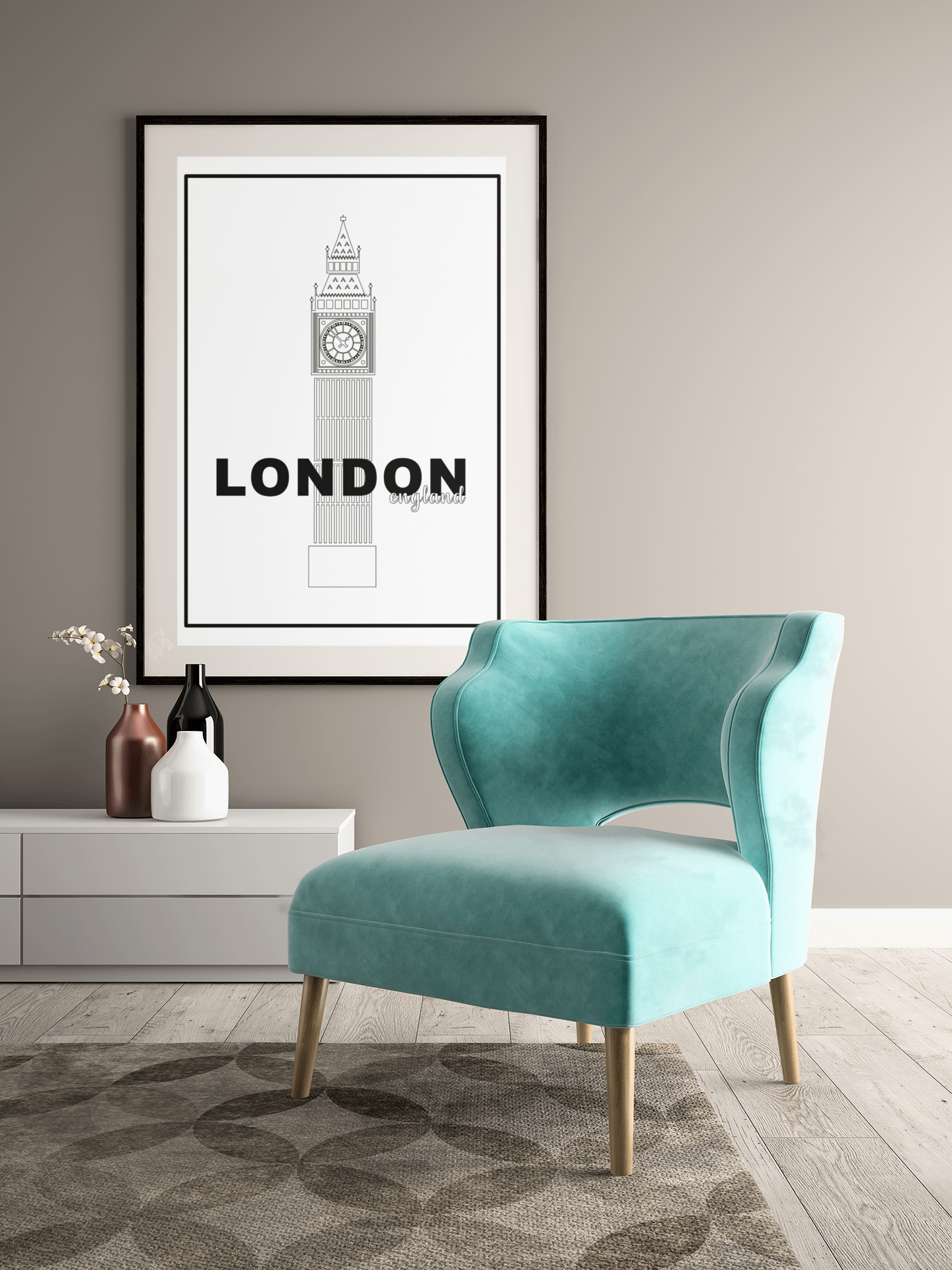 Big Ben Clock Tower Line Art Poster, London England Landmark Illustration, Classic Black and White Urban Decor, Chic Travel-Themed Art product image (4)
