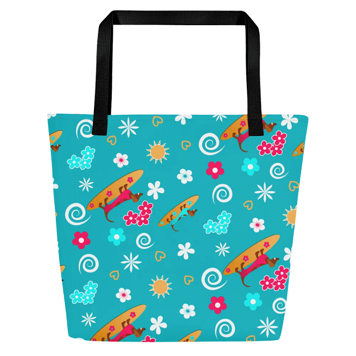 Surfing Dachshund Pattern All Over Print Tote product image (2)