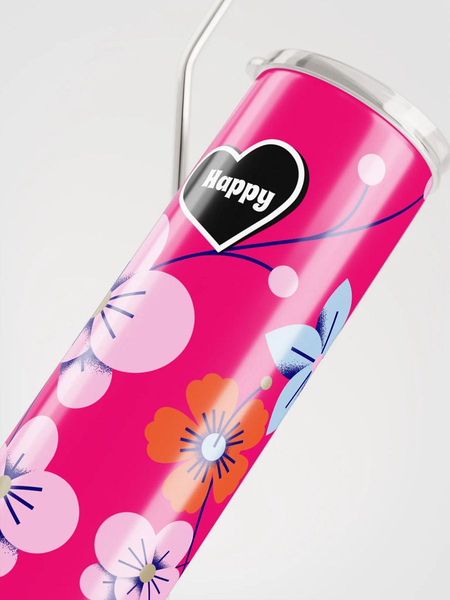 20 oz Stainless Steel Tumbler with straw, leak proof cup lid, Happy Heart Thermos cup for women, mug , portable Bottled water Bottle product image (4)