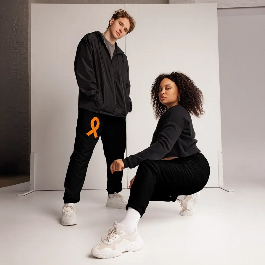 Unisex Track Pants - Black - Cancer Awareness Orange Ribbon product image (12)