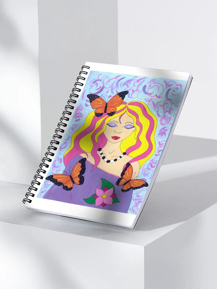 Butterfly spring woman (art by Dina R.) acrylic painting picture - Spiral Notebook product image (3)