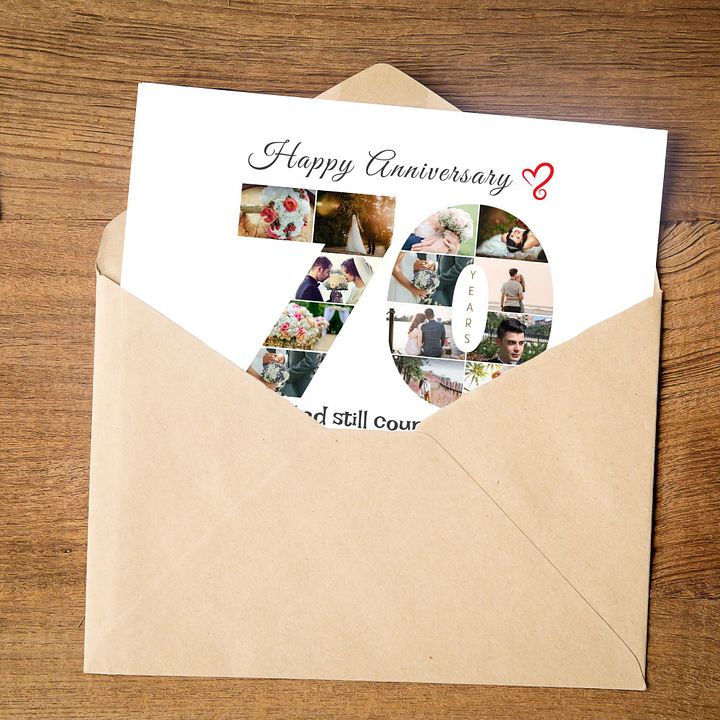 70 Year Anniversary Photo Card Editable Canva Template product image (2)