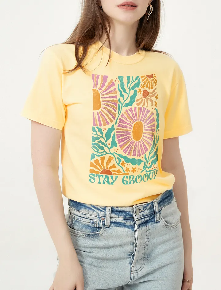 Stay Groovy Boho Retro Disco Flowers | Aesthetic, Hippie, Psychedelic & Motivational Tees product image (6)
