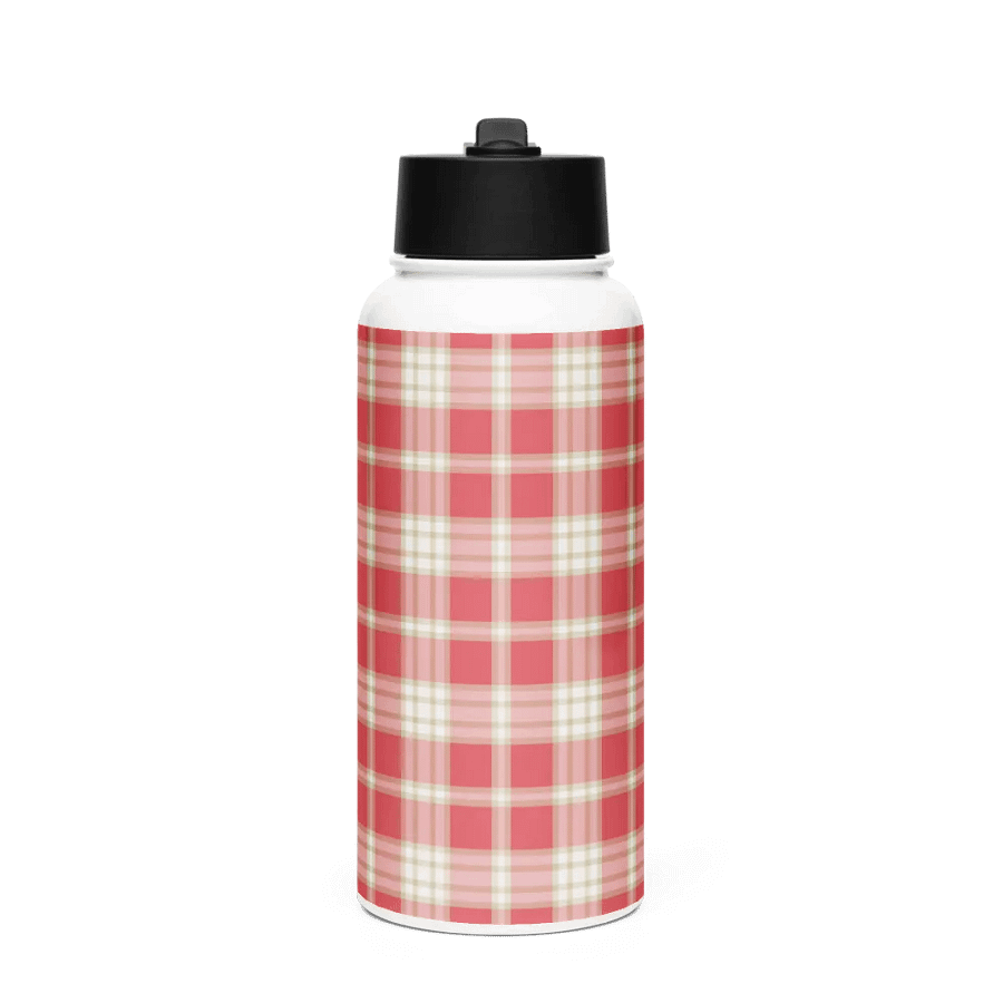Coral Pink Plaid Water Bottle product image (4)