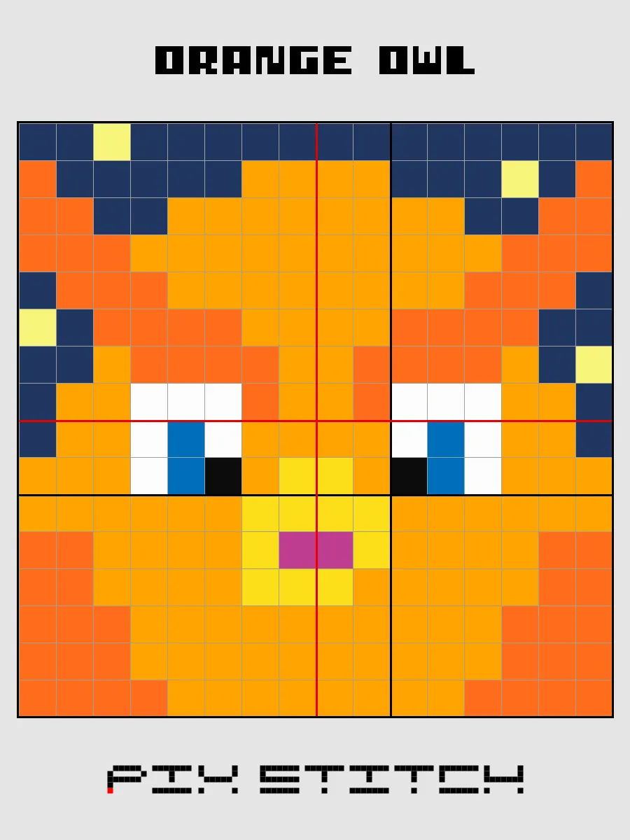 Orange Owl Pixel Art product image (2)