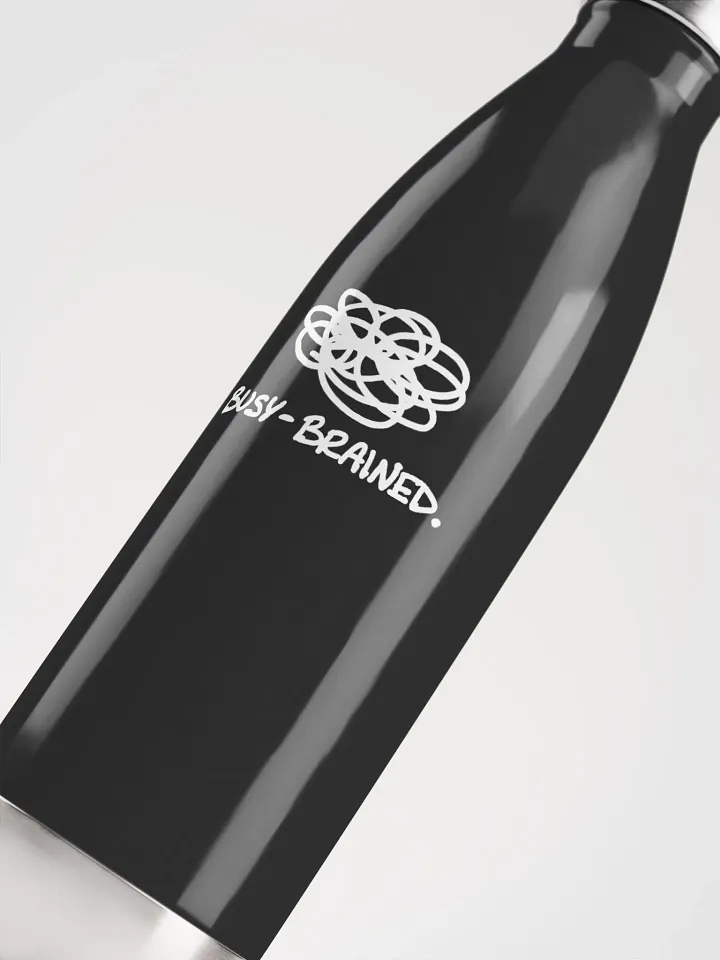 BUSY-BRAINED (white design) stainless steel water bottle product image (1)