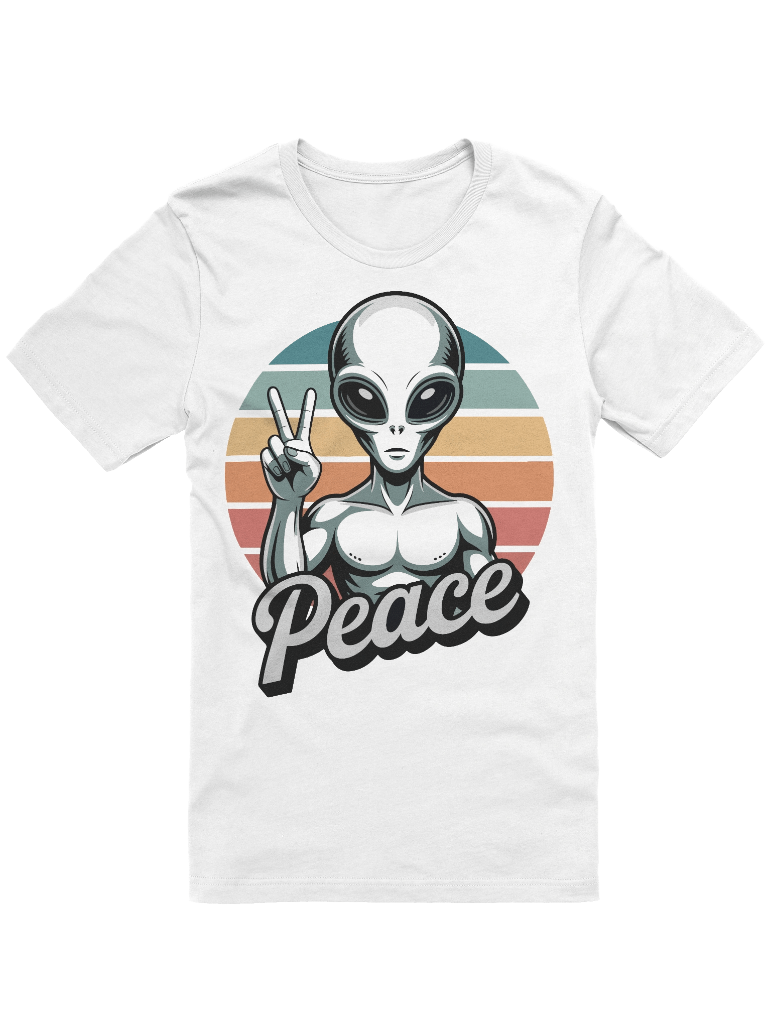 Trendy T-Shirt with a Cute Alien and Peace Gesture product image (1)