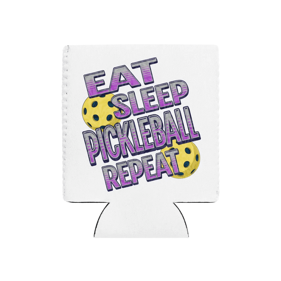 Eat Sleep Pickleball Repeat Angle Gradient Purple Can Cooler product image (1)