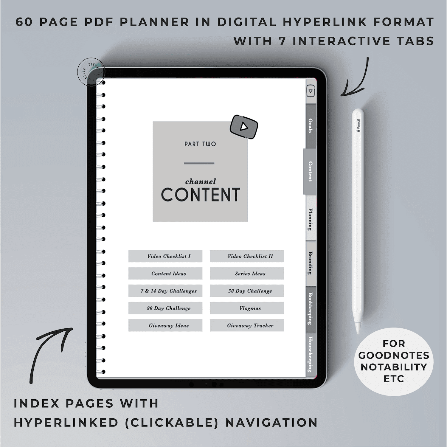 YouTube Digital Planner and Workbook Kit - Grayscale product image (6)