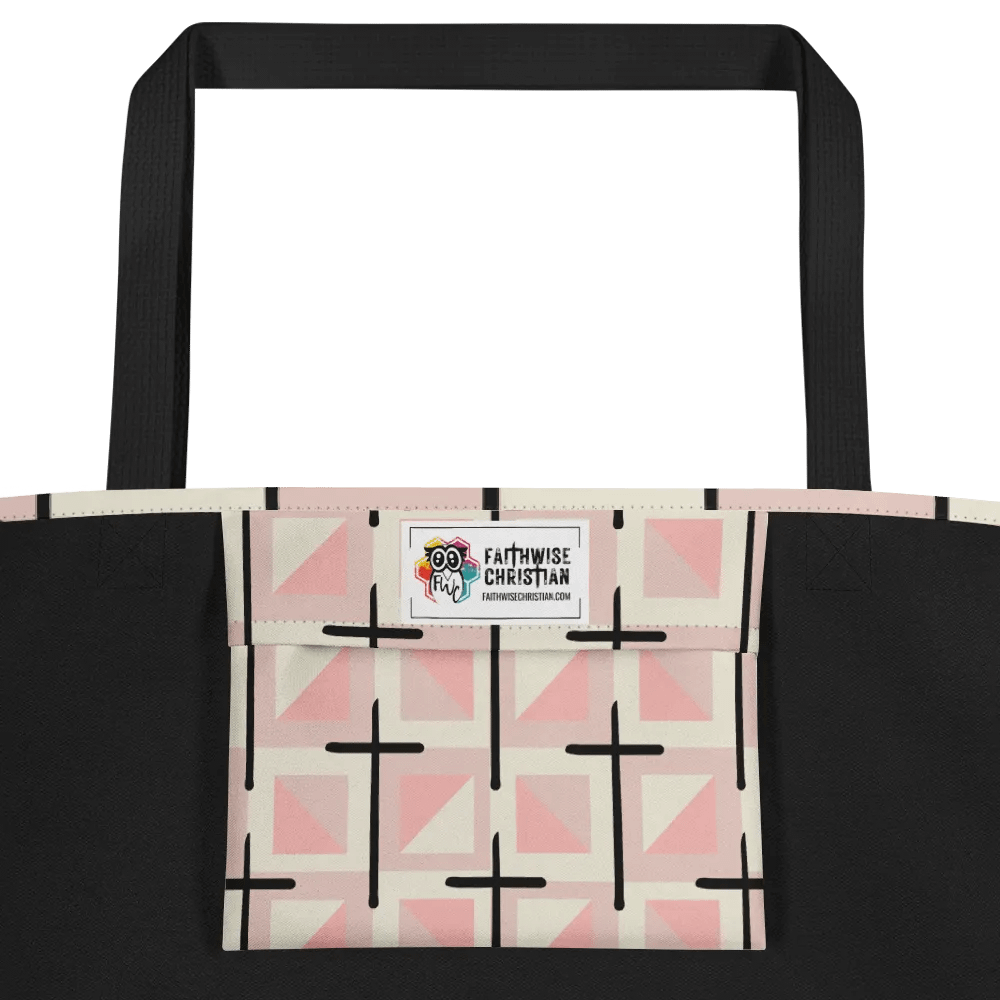 Pink Cross Quilted Patterned Tote Bag product image (5)