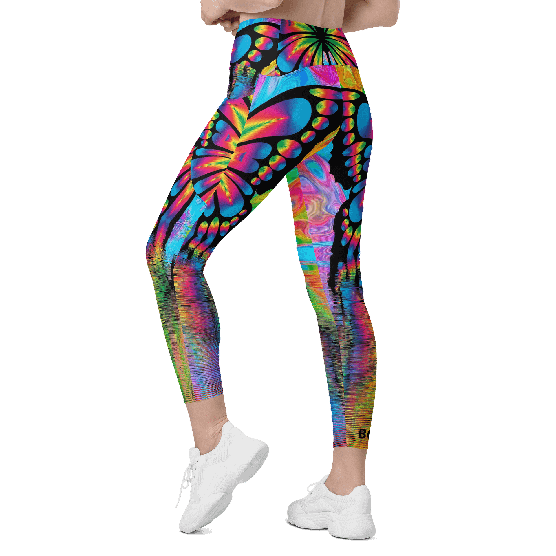 'Butterflies' Crossover Leggings with Pockets product image (7)