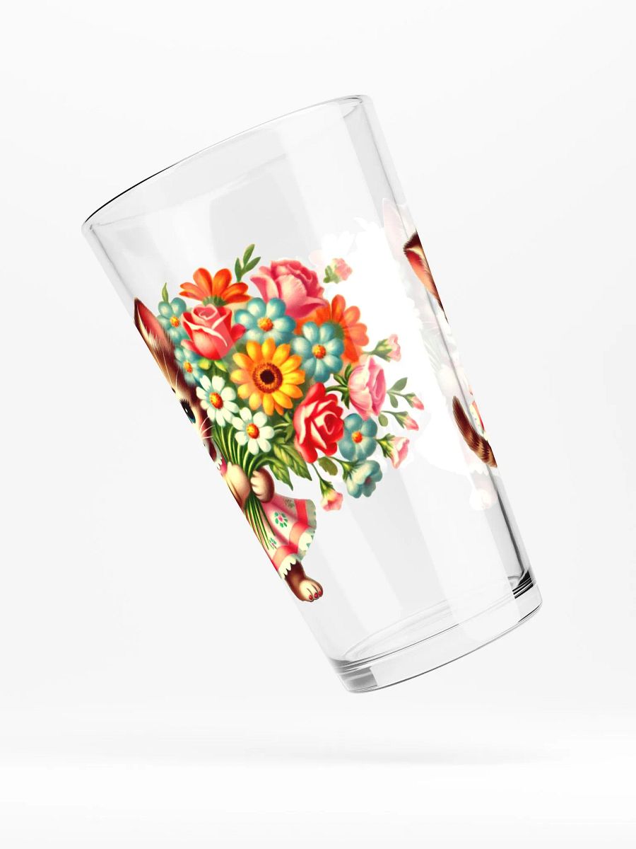 Adorable Kitten with Flower Bouquet 16 oz Glass product image (4)