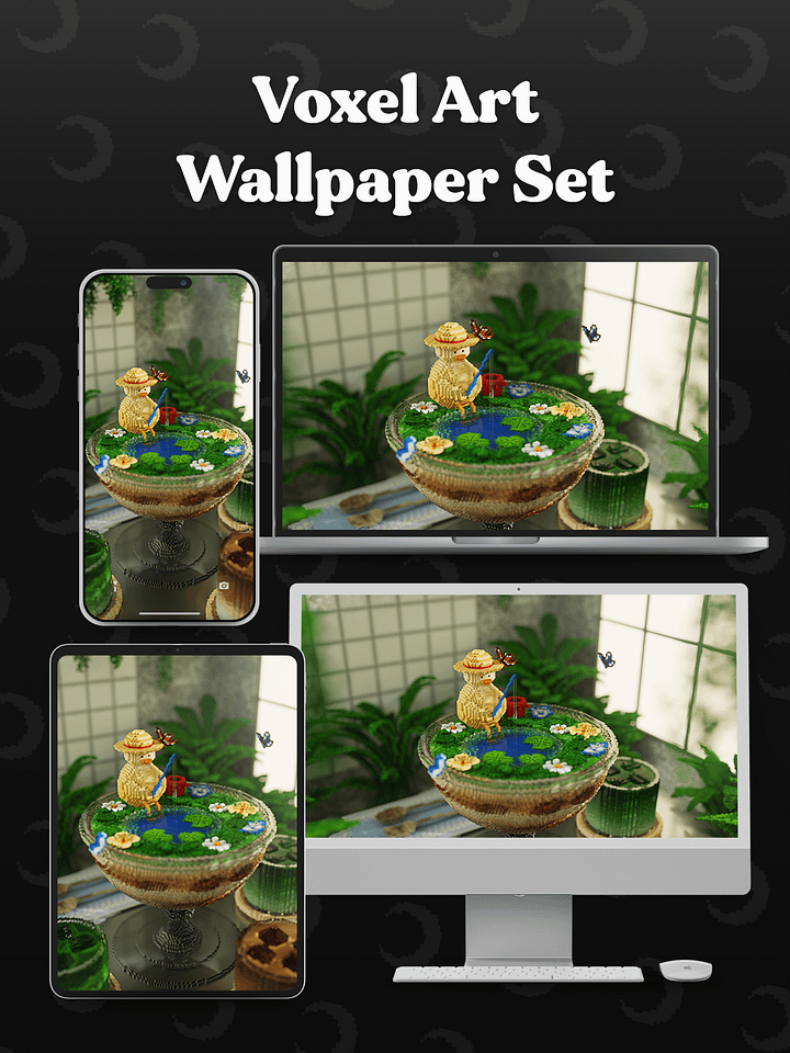 Tiny fishing 🌙 Voxel Art Wallpapers product image (2)