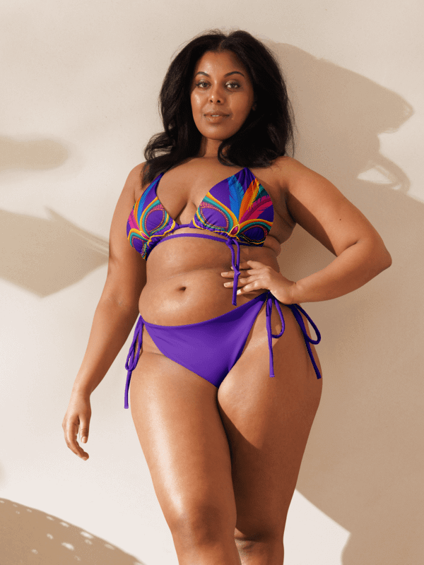 Purple Low Rise Cheeky String Bikini, Mardi Gras Top product image (2)
