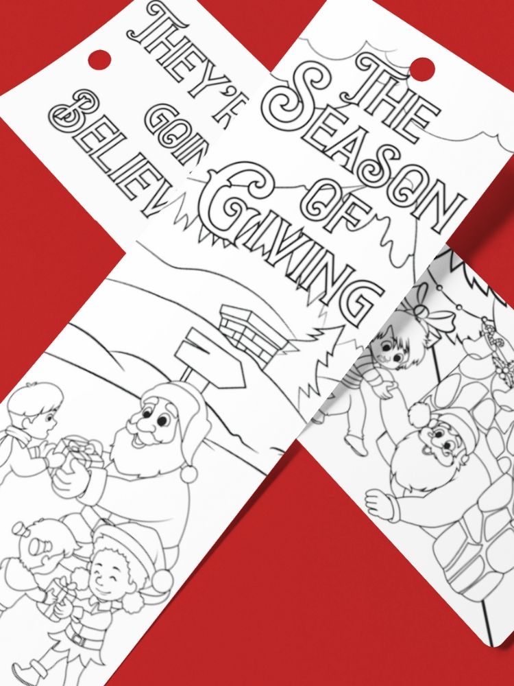 Printable Santa Claus Christmas Coloring Bookmarks for Children - 2
