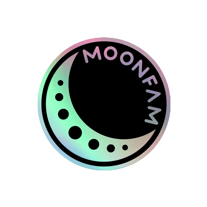MoonFam 𝖑𝖔𝖌𝖔 holographic sticker product image (2)