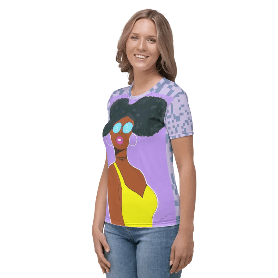Afro American girl - (acrylic painting picture) - art by Dina R. Women's Crew Neck T-Shirt product image (2)