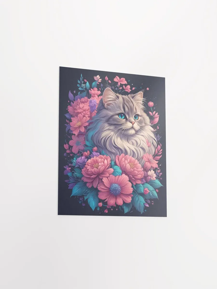 Flower Cat v2 - Poster - Small and Standard Sizes - 8x10-11x14-12x16-16x20 Inches product image (3)