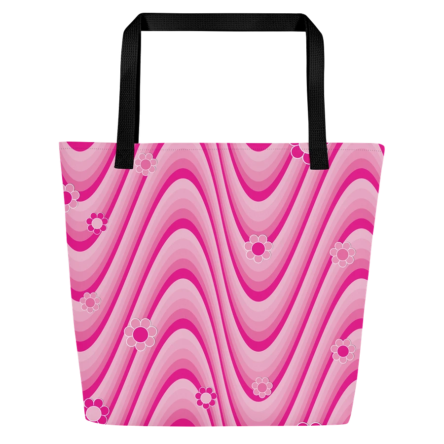 Retro Flowers Pink Wave Tote Bag product image (2)