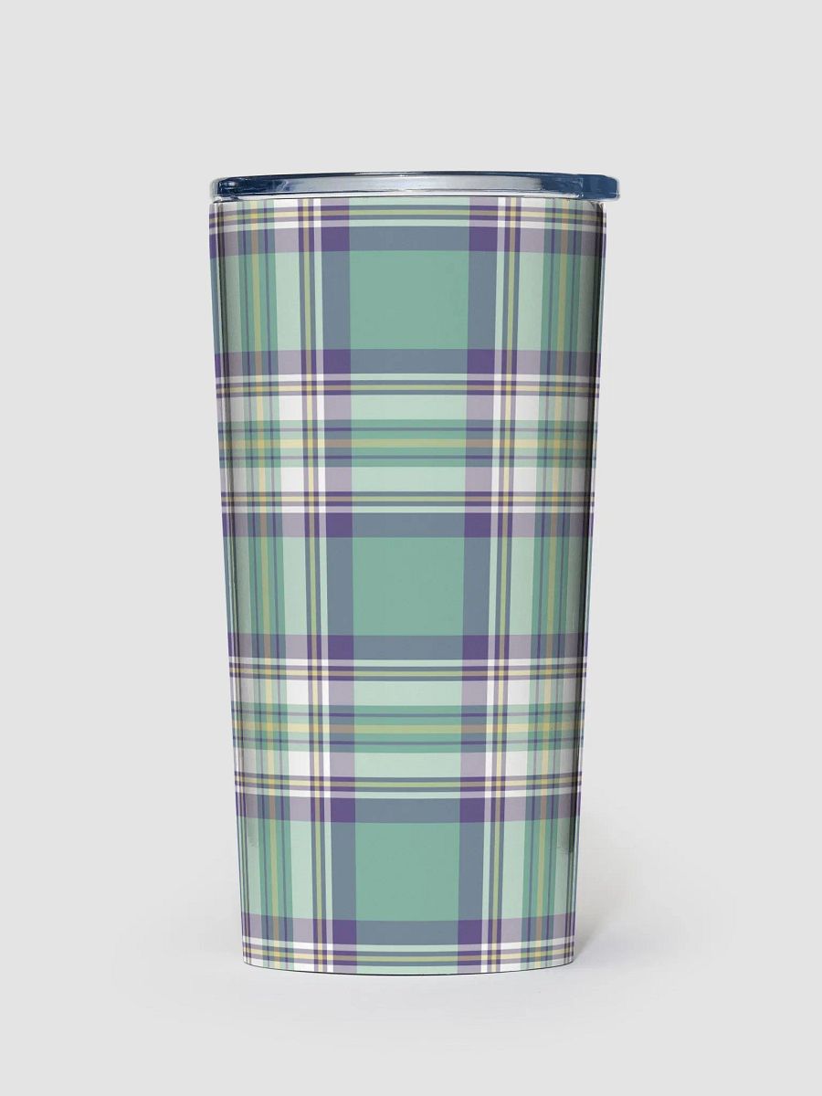 Light Green, Purple, & Yellow Plaid Travel Tumbler product image (2)