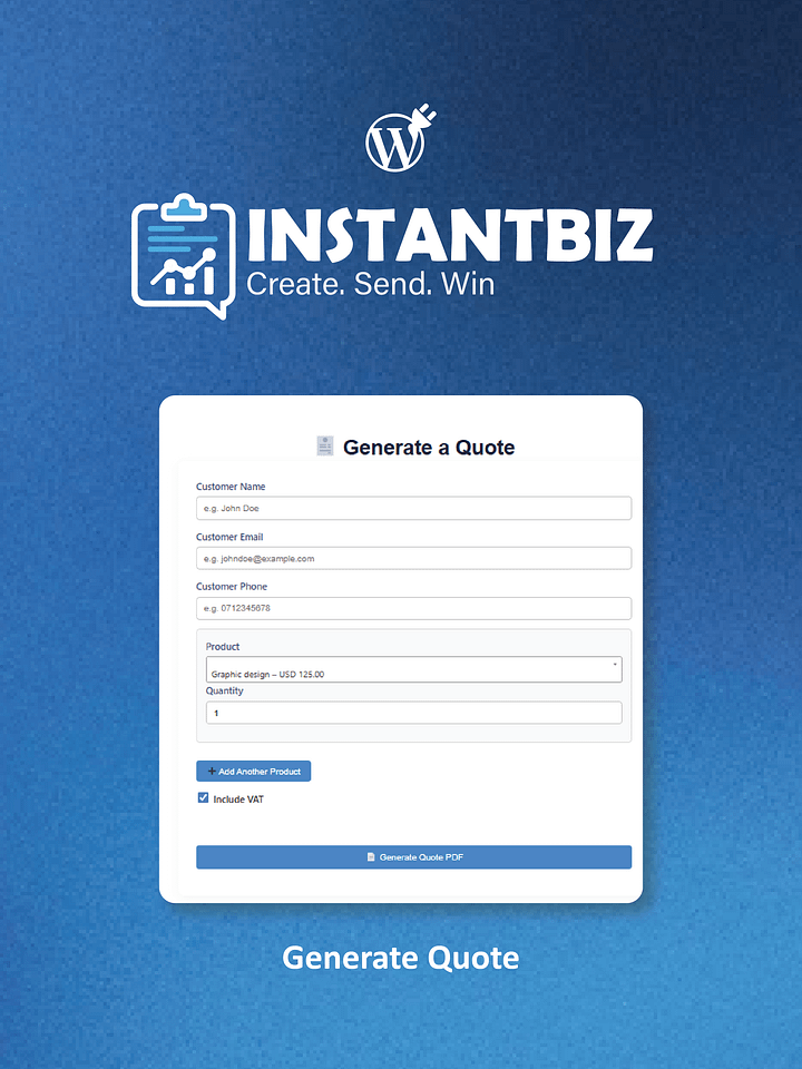 InstantBiz Pro – WordPress Sales & Quotation Plugin (PDF, VAT & Emailing) product image (1)