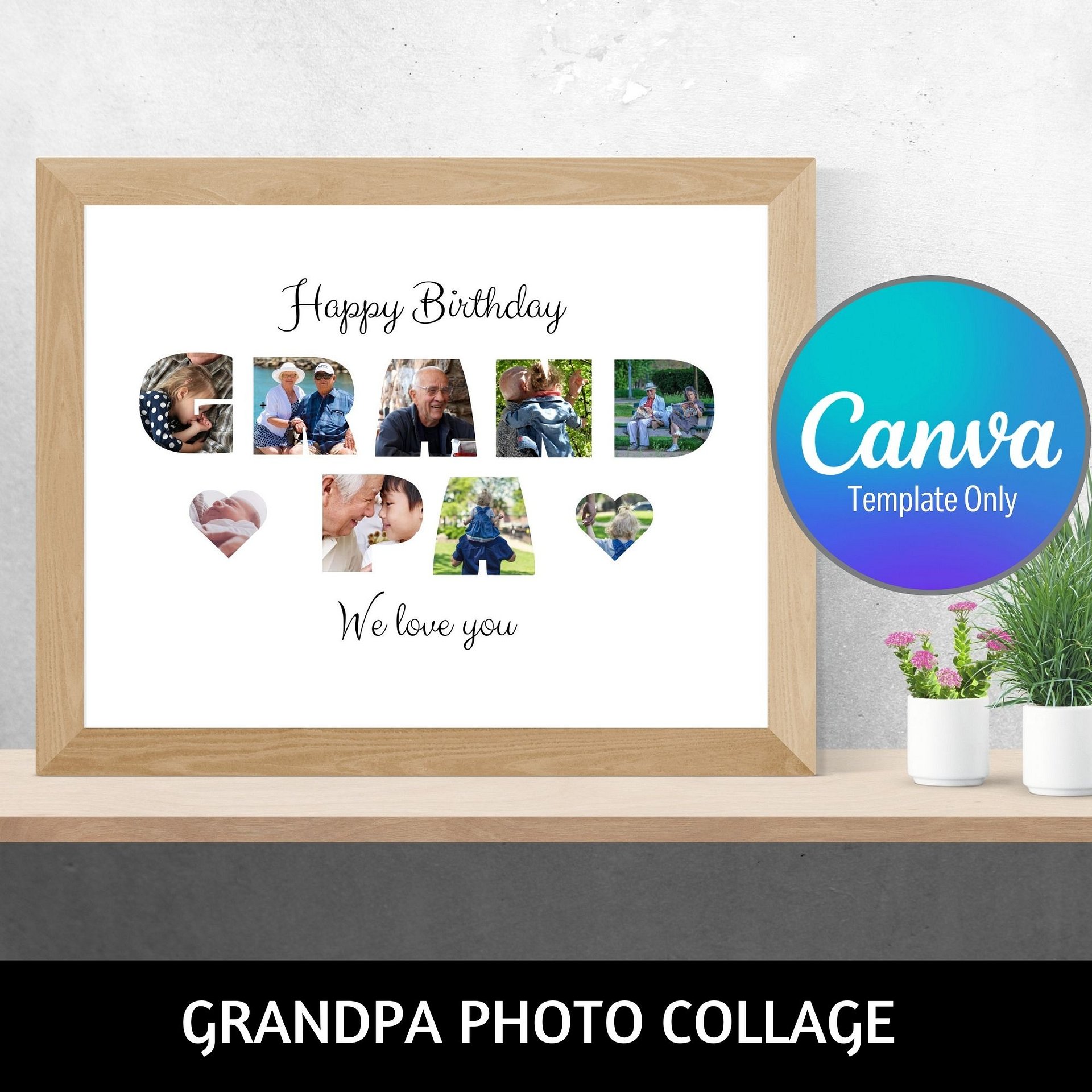 Happy Birthday Grandpa Photo Collage Canva Template product image (1)