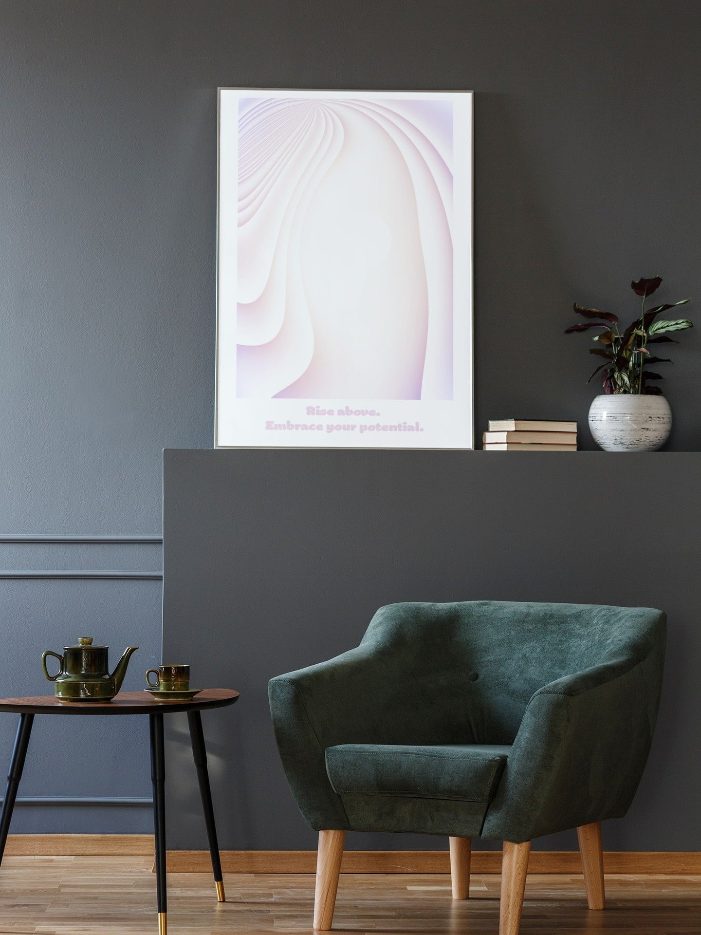 Rise Above Embrace Potential Poster, Inspirational Quote Print, Soft Pastel Wall Art, Modern Office Decor, Motivational Message Artwork product image (2)