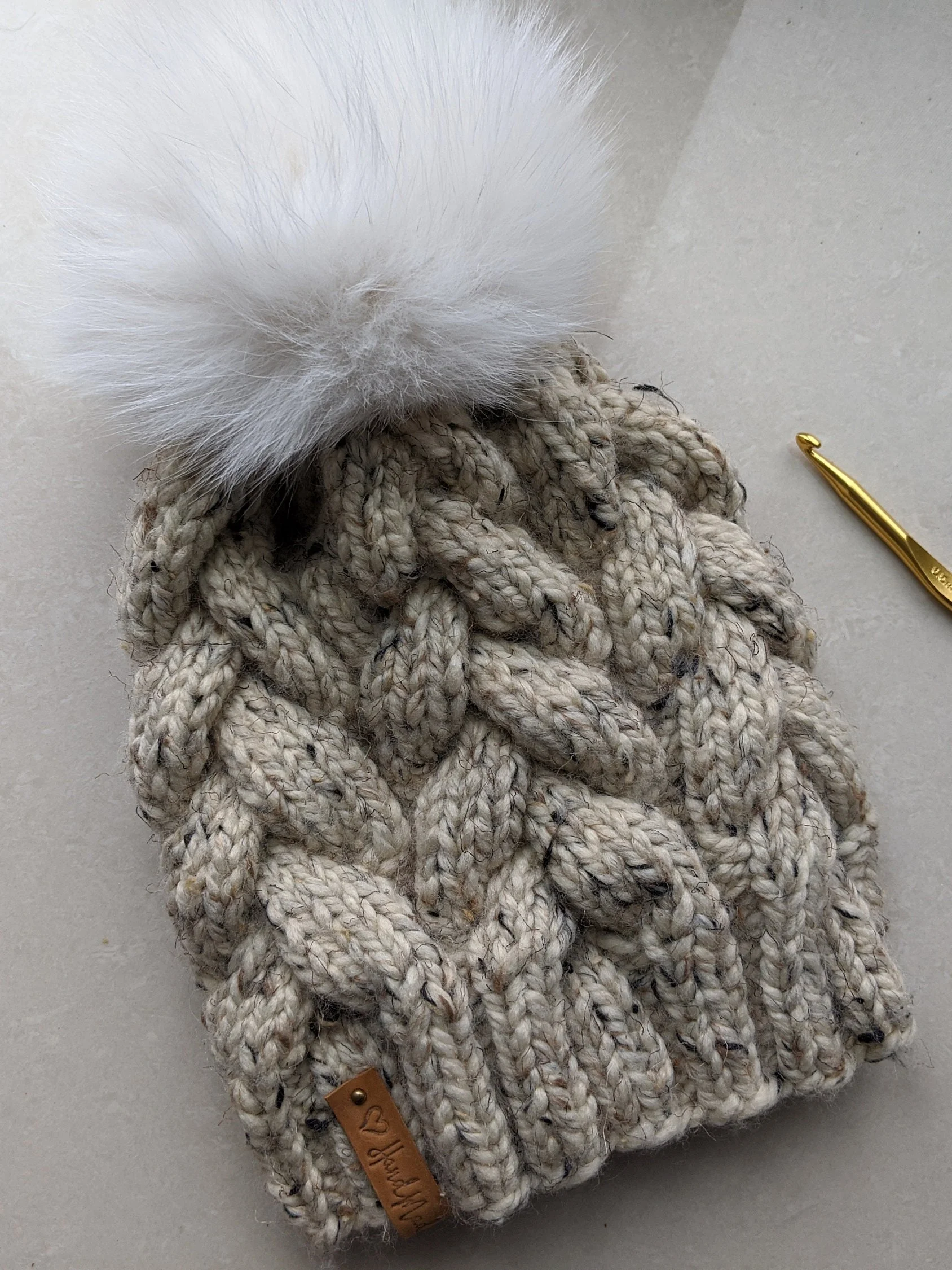 Super Bulky Oatmeal Cable Hat Knitting Pattern product image (3)