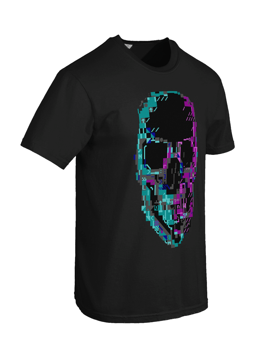 Cyberpunk ASCII Glitch Skull T-Shirt product image (50)