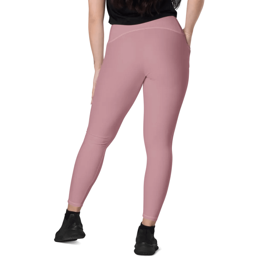 Plain Dusty Pink Soft Summer Women's High Waisted Premium Crossover Leggings with Pockets by Treasure Pie product image (9)