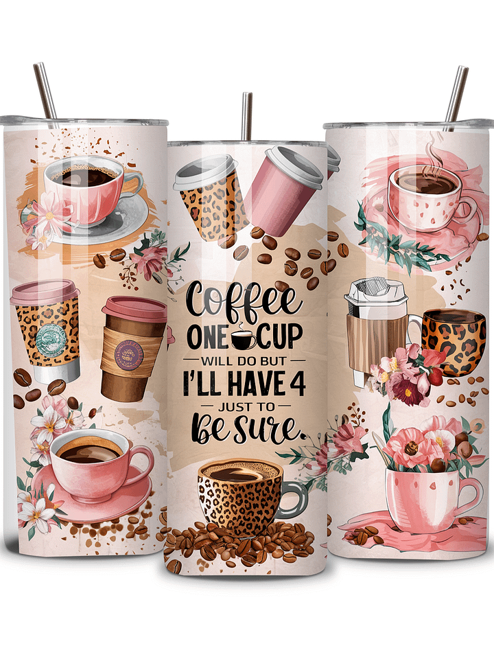 Coffee Lover's 20oz Skinny Tumbler with Metal Straw – 'One Cup Will Do – Double-Walled Insulated Stainless Steel Tumbler for Hot & Cold Drinks, Fun Gift for Coffee Enthusiasts product image (2)