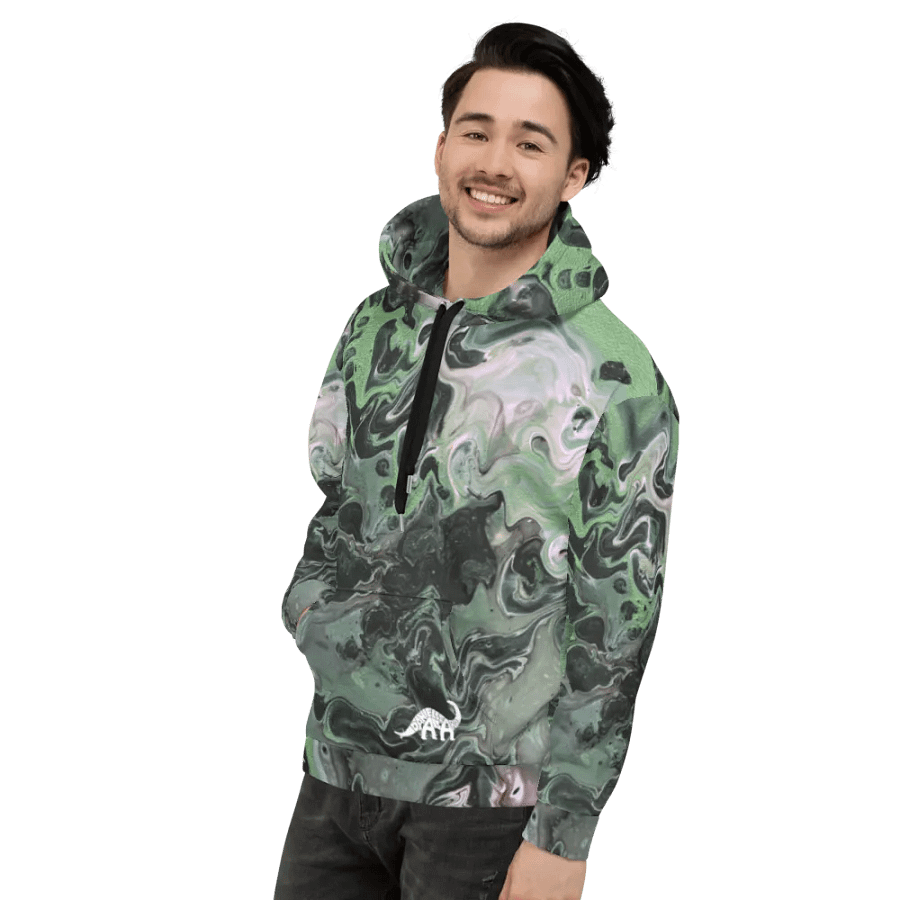 Metallic Green Fluid Acrylic All-Over Print Hoodie product image (7)
