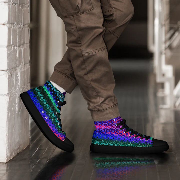 Abstract Multicoloured Pattern Men's Canvas Shoe High Tops product image (1)