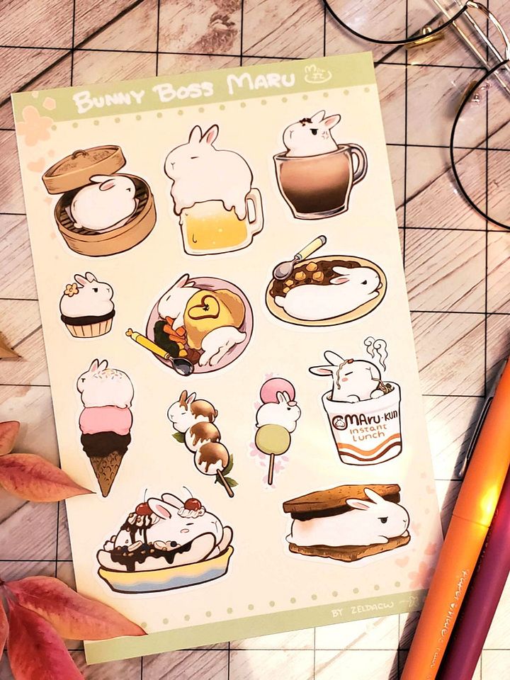 Bunny Boss Maru & Yum sticker sheet product image (1)