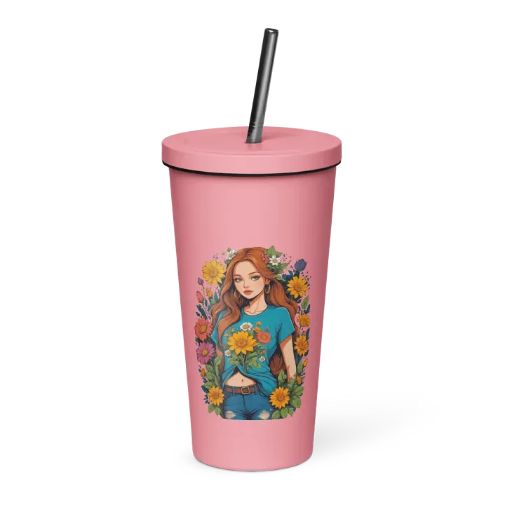 Bloomcore Flower Girl 20 oz Tumbler Cup - Pink - Insulated Tumbler with a Straw - v1 product image (1)
