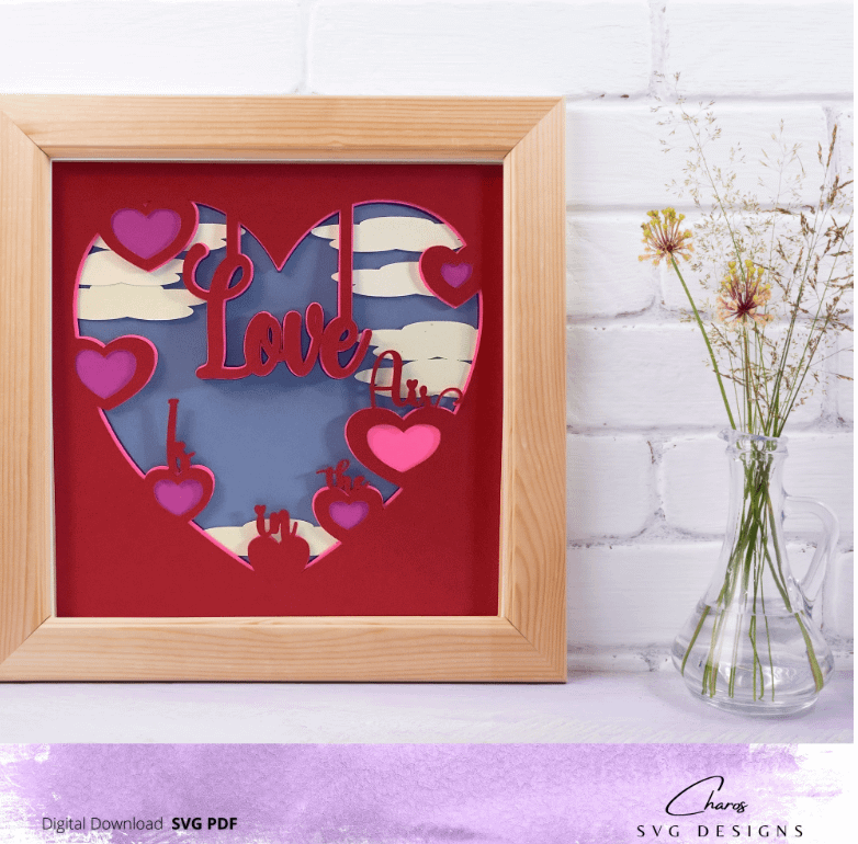 3D Love Is In The Air Valentine SVG Layered Shadow Box Design product image (5)