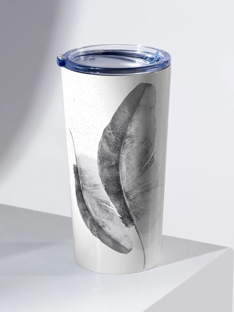 Feather black and white Whispers 20oz Stainless Steel Tumbler gift for minimalists entertainers friend colleagues product image (2)