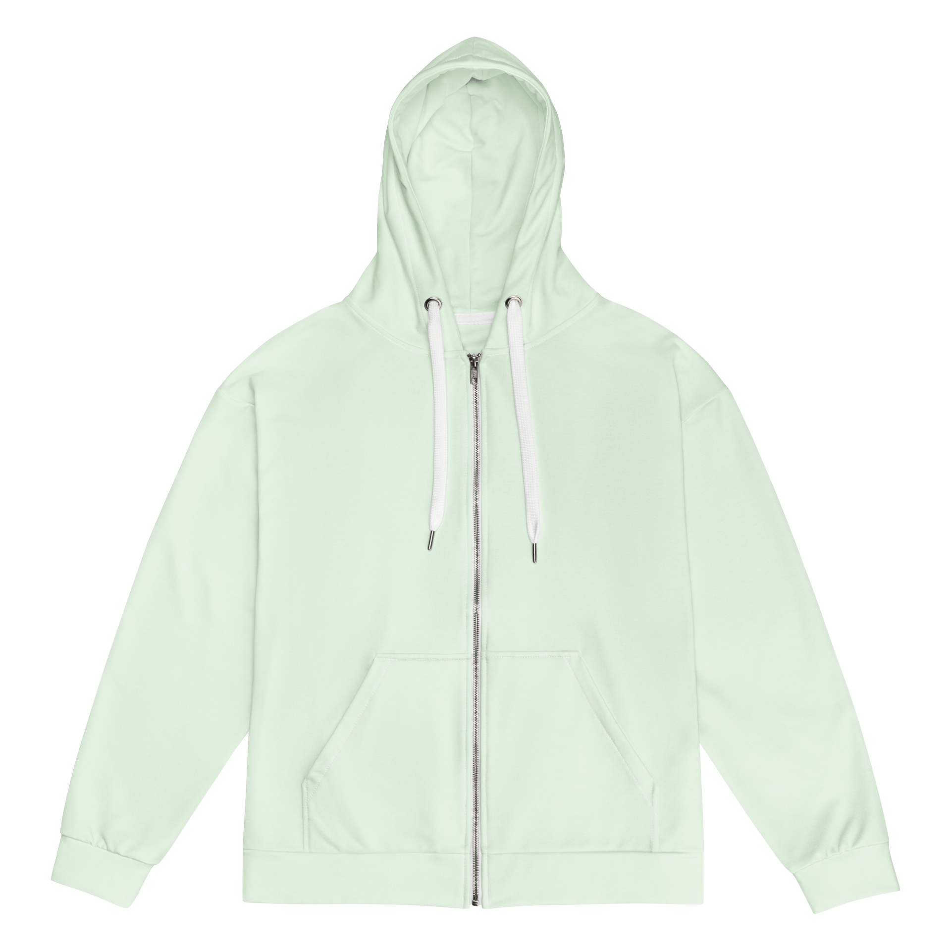 Pastel Mint Green Solid Color Eco Friendly Unisex Zip Hoodie product image (1)