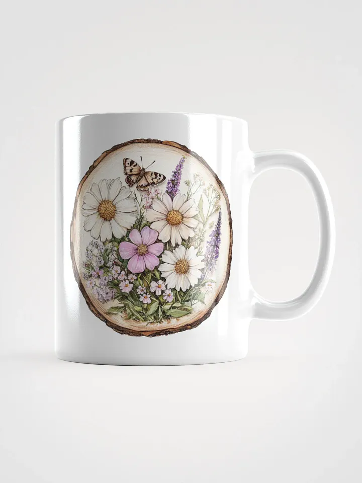 Butterfly Wildflower Round Wood Art Mug product image (1)