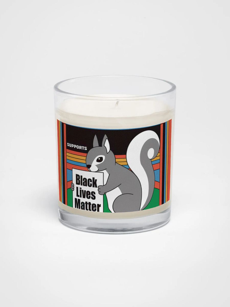 Slow Burning Candle: BLM Clean Lines, colorful background, pooky holding BLM sign product image (1)