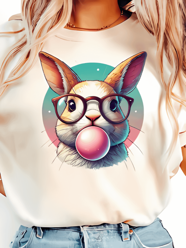 Bubblegum Bunny T-Shirt Design – Cute Spring Rabbit Sublimation PNG – Fun Easter Style – Instant Digital Download – High-Resolution 300 DPI product image (1)