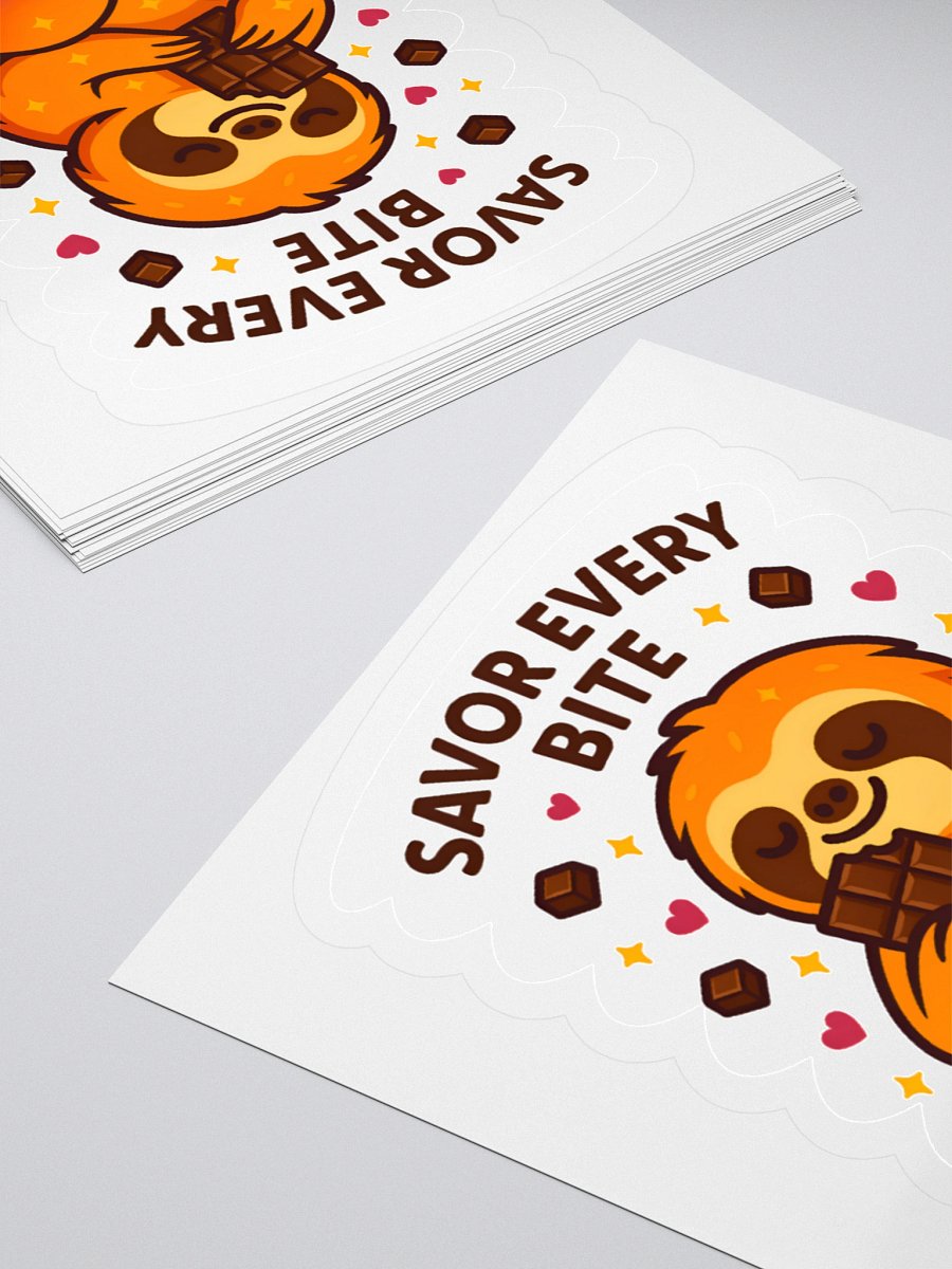 Savor Every Bite – Cute Sloth Chocolate 3" Sticker | Sloths Having Snacks Collection product image (4)