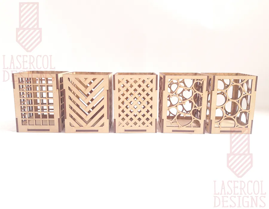Pencil Holder (Ten Styles) File - Laser Cut Files product image (6)